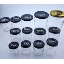 100ml 180ml 280ml 380ml Round Straight Side Glass Jar for Honey Storage Food with Metal Lids